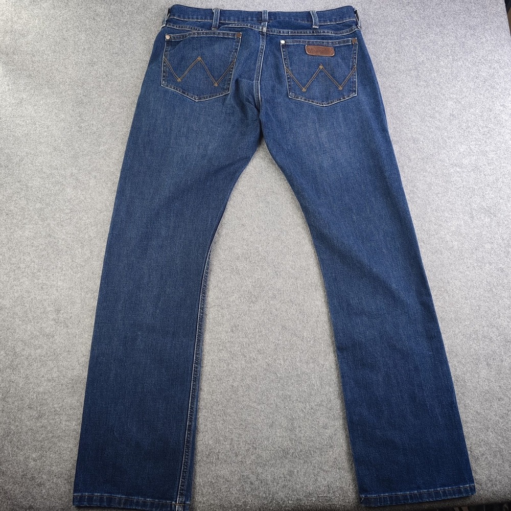 Wrangler Retro Jeans Mens 34x32 Skinny Blue Dark Wash Stretch Denim - Picture 9 of 9